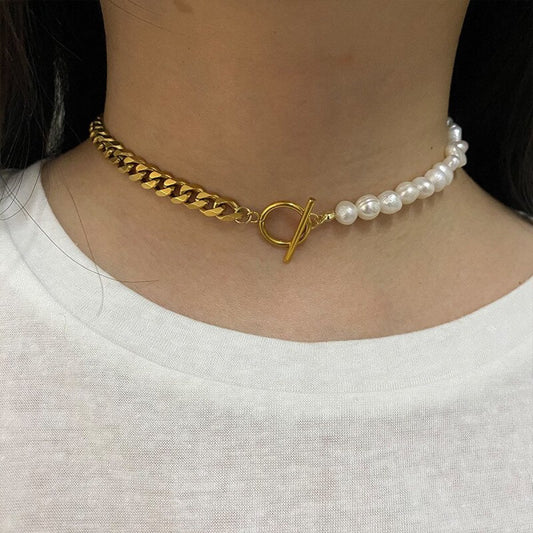 FRESHWATER PEARL CHOKER - GOLD