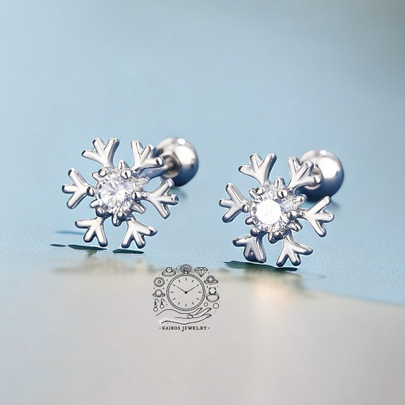 925 Sterling Silver Dazzling Snowflake Cartilage Earrings | Gift for her | Christmas Gift