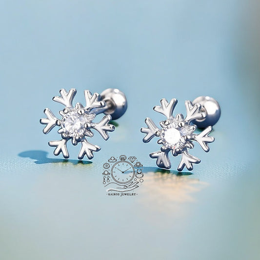 925 Sterling Silver Dazzling Snowflake Cartilage Earrings | Gift for her | Christmas Gift