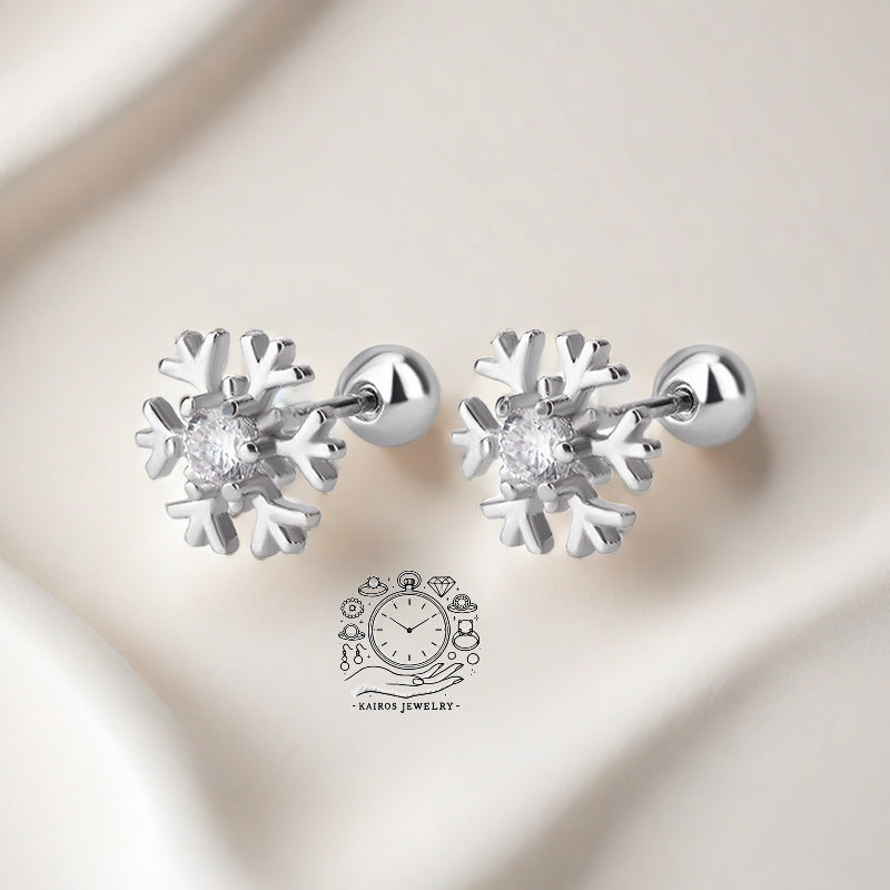 925 Sterling Silver Dazzling Snowflake Cartilage Earrings | Gift for her | Christmas Gift