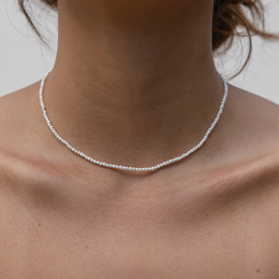 Tiny Freshwater Pearl Choker Necklace by Karios • Dainty Pearl Beaded Necklace • Great for stacking • Christmas Gifts