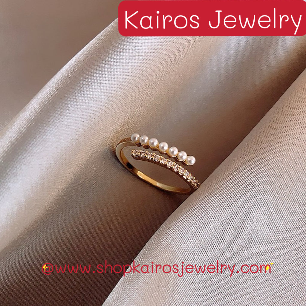 Kairos Luxury Gold Color Zircon Rings for Woman Open Ring Party Ring Jewelry Gifts