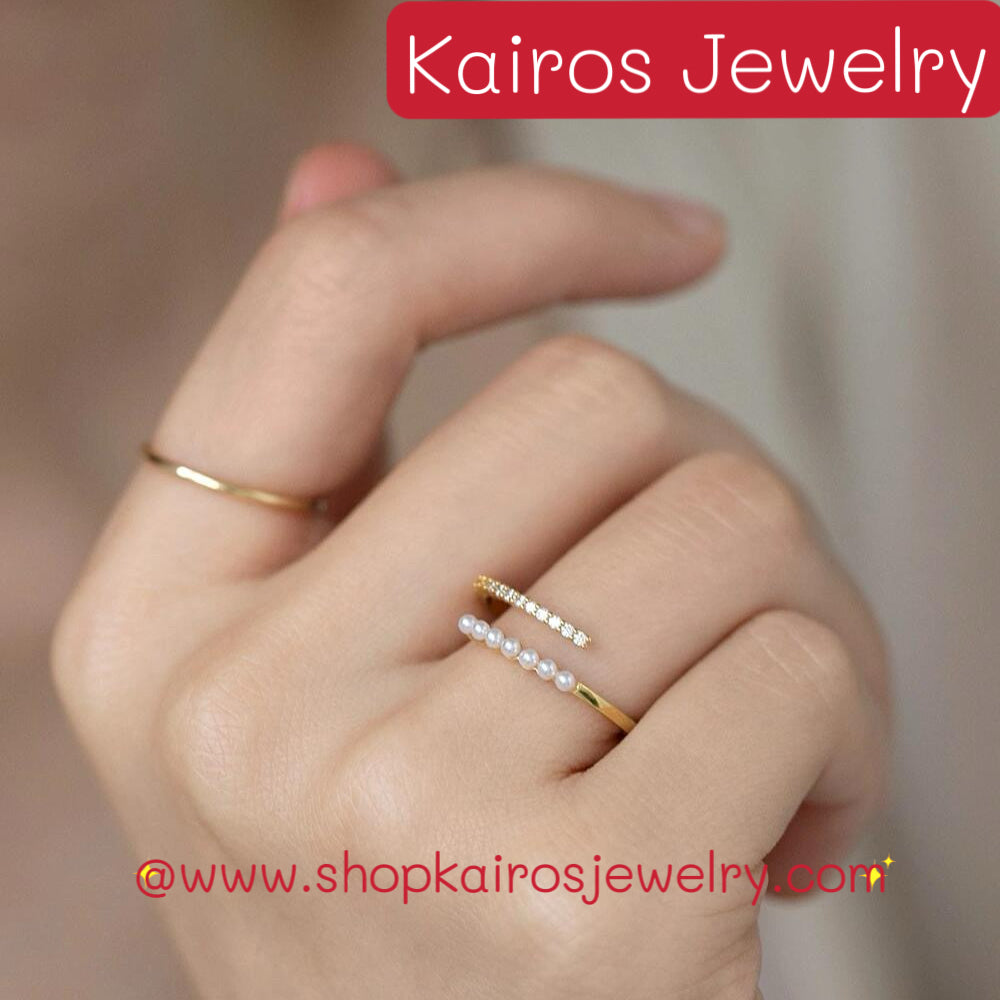 Kairos Luxury Gold Color Zircon Rings for Woman Open Ring Party Ring Jewelry Gifts