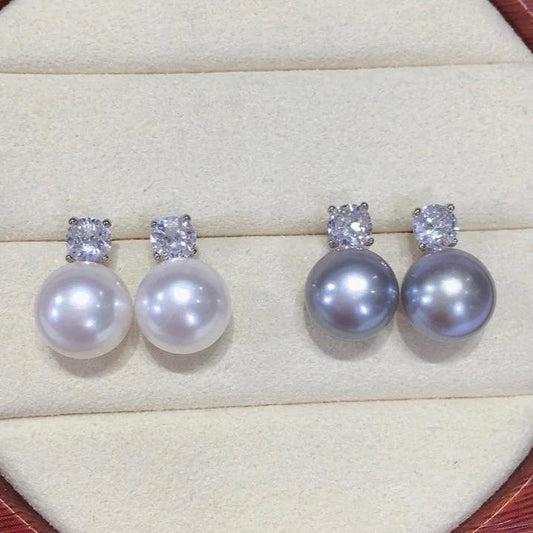 Elegant Natural Freshwater Pearl Stud Earrings – 9.5-10mm Radiant |Princess Style | Gift for her