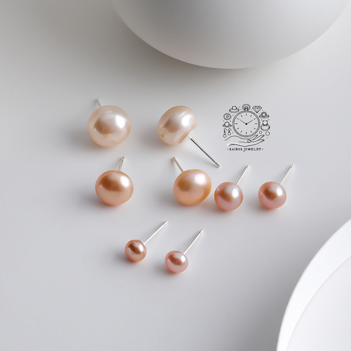 925 sterling silver Freshwater Pearl Stud Earrings, 4 5 6 7 8 9 10 11 mm AAAA Freshwater White, Orange, Lavender Pearl, Gift for Her