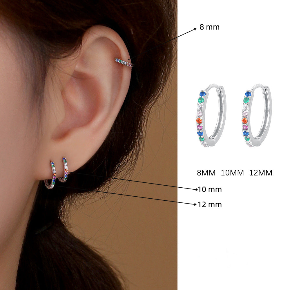 Tiny/Small/Medium Pave Rainbow Huggie Hoop Earrings