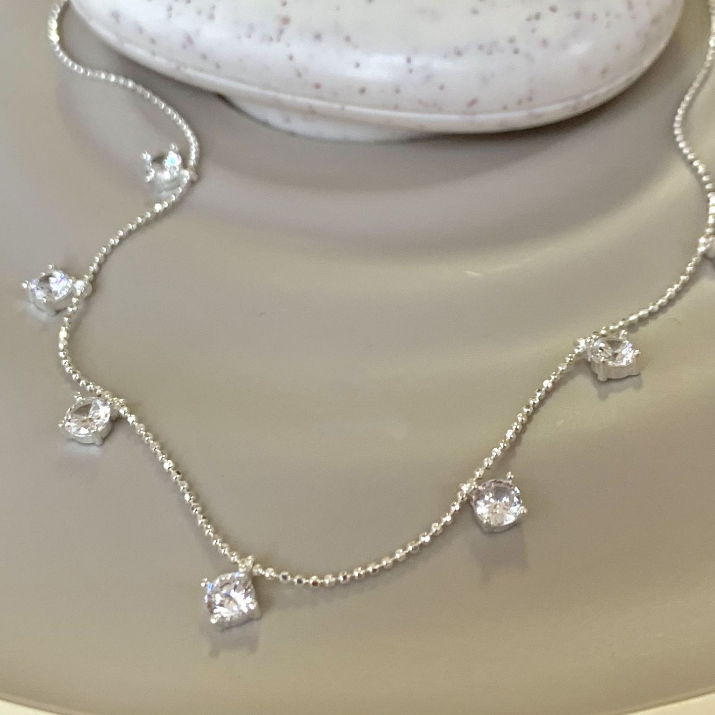 Sterling silver sparkling baby's breath and zircon necklace