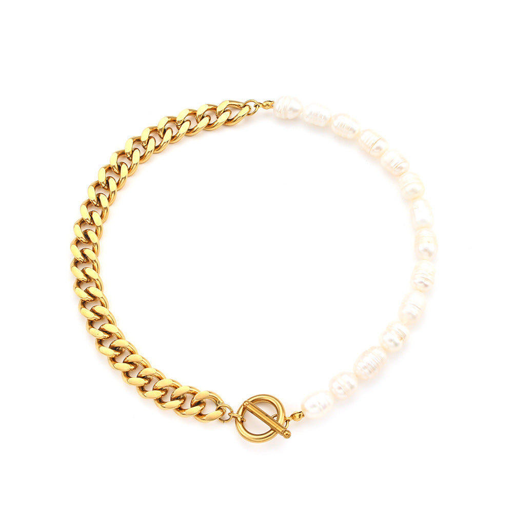 FRESHWATER PEARL CHOKER - GOLD