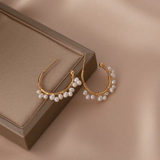 Freshwater pearls Half Hoop Earrings