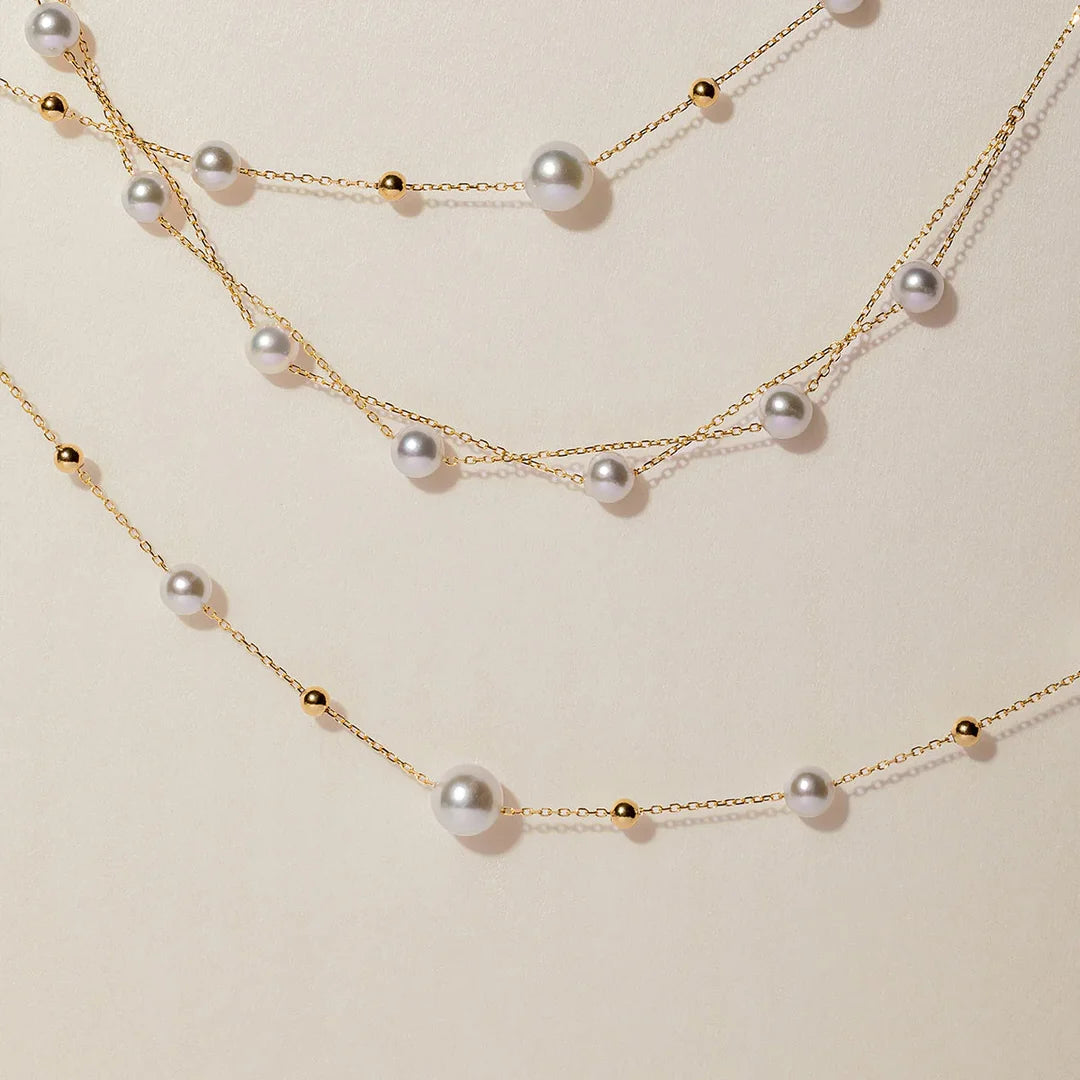 2-layers | Fresh Water Pearl 18K Gold Baby's Breath Necklace