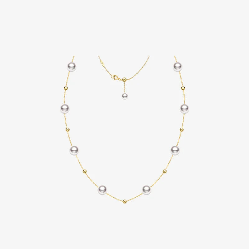 2-layers | Fresh Water Pearl 18K Gold Baby's Breath Necklace